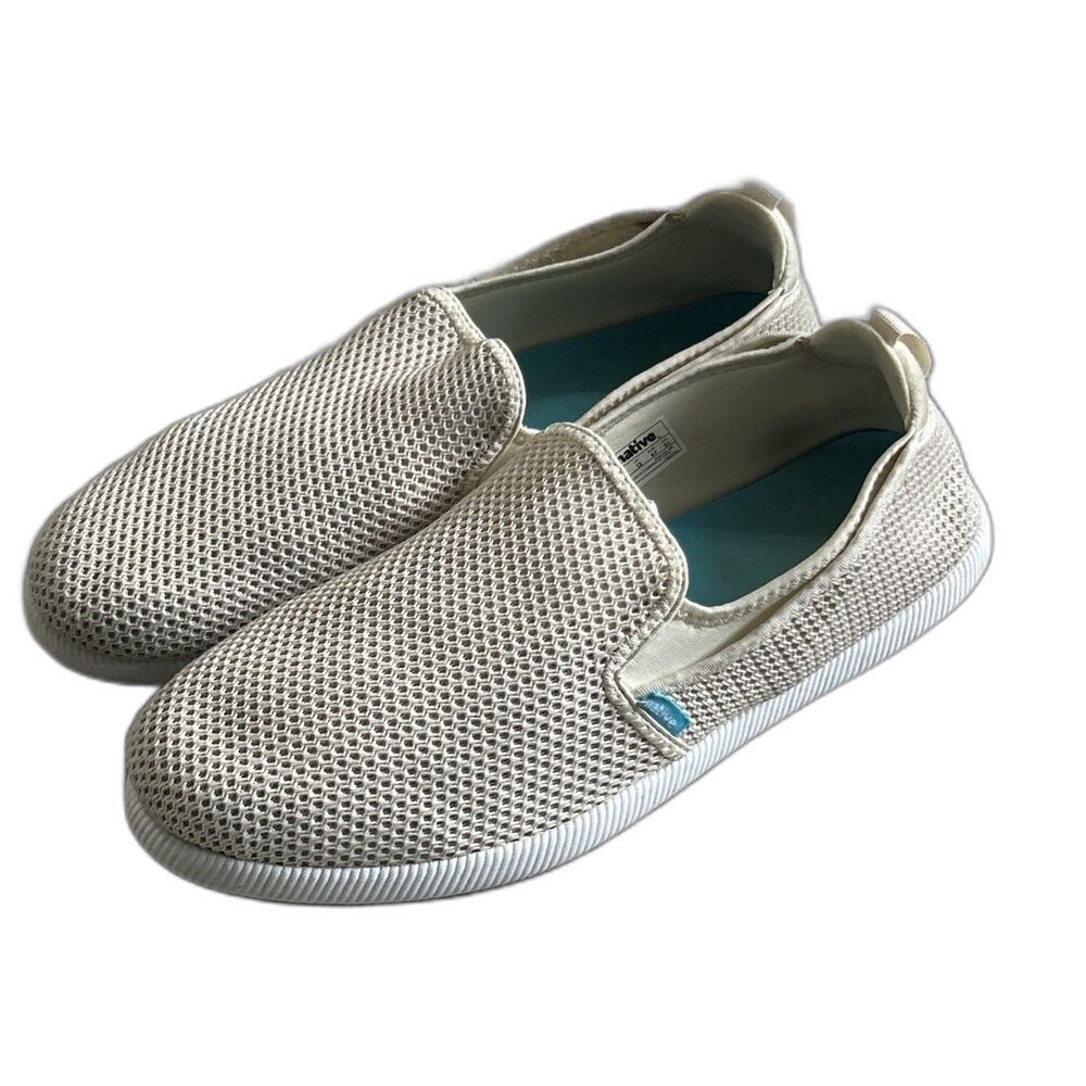 Native Cruz Shoes Mens 12 Bone White Low Profile Sneakers Mesh Slip On Summer